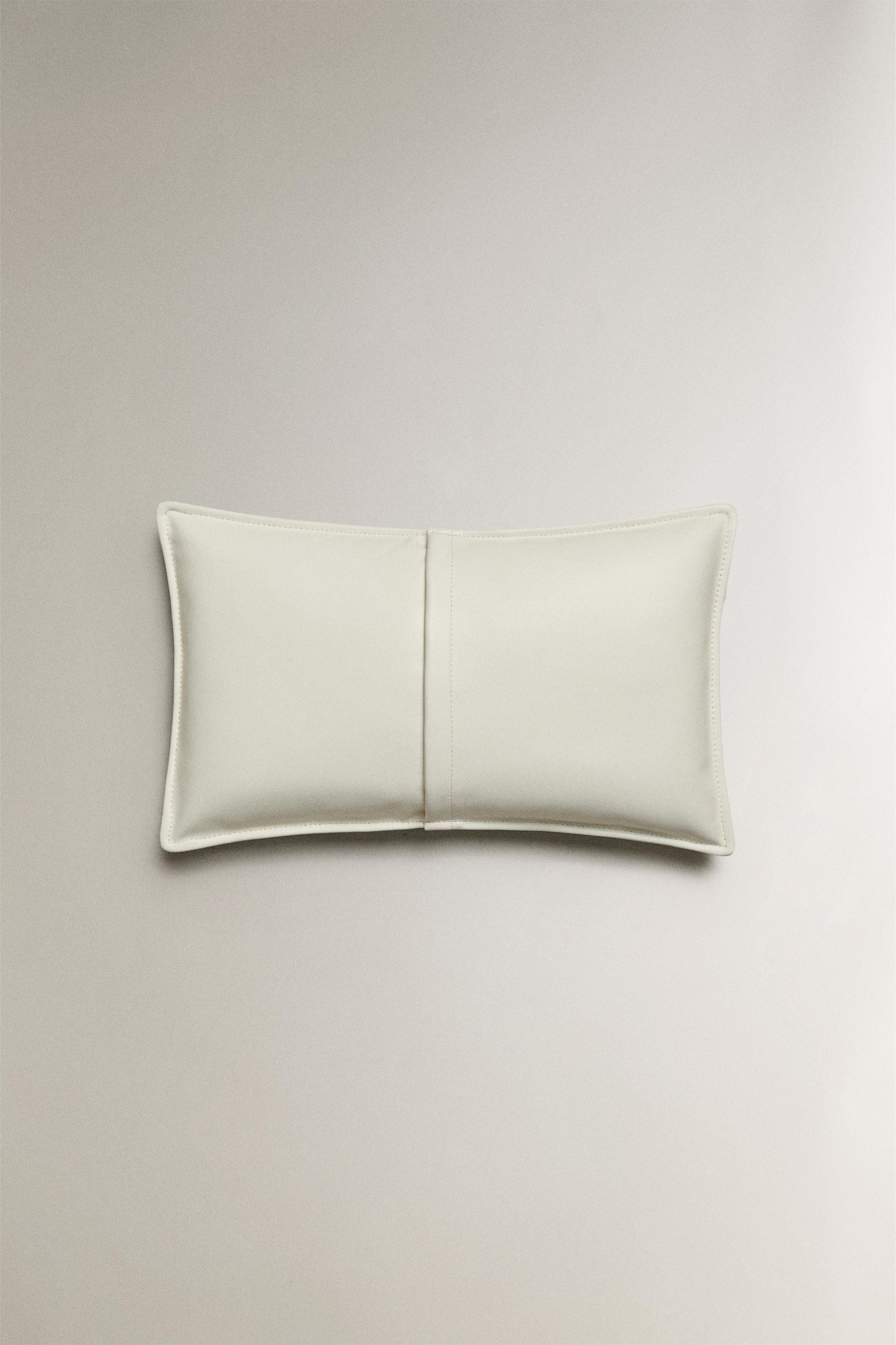 LEATHER THROW PILLOW COVER WITH STITCH